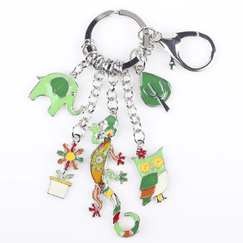 Женский брелок с эмалью Gecko Lizard Owl Elephant Ювелирное Украшение 2019|key chain|key key chainelephant
