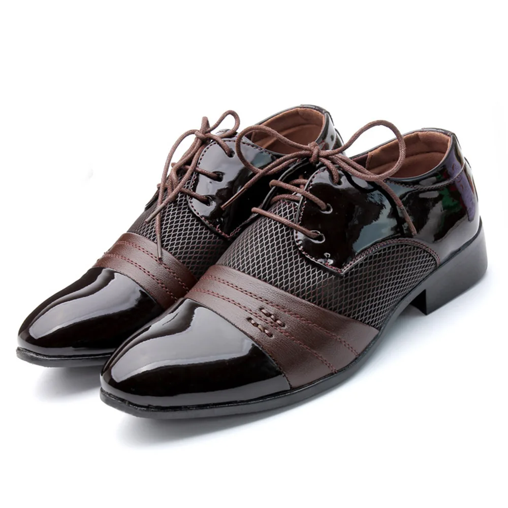 

Men Shoes Oxford Lace-up Flats 2019 New Fashion PU Leather Zapatos Hombre Man Casual Shoes Flats Black Pointed Shoes Size 39-46