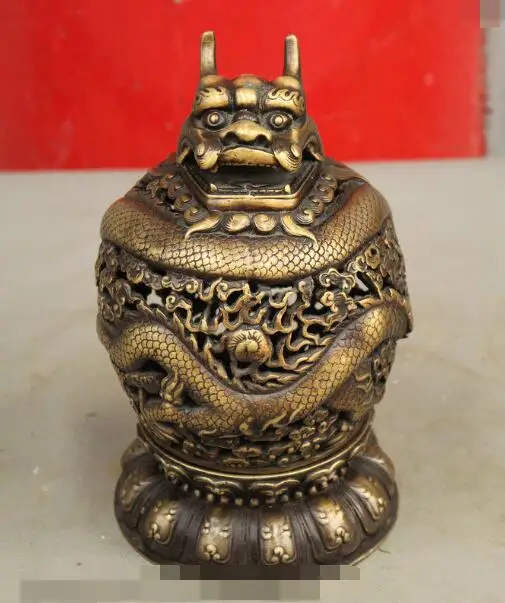 Free Shipping S03038 7 China Dragon Palace Pure Bronze Evil Dragon