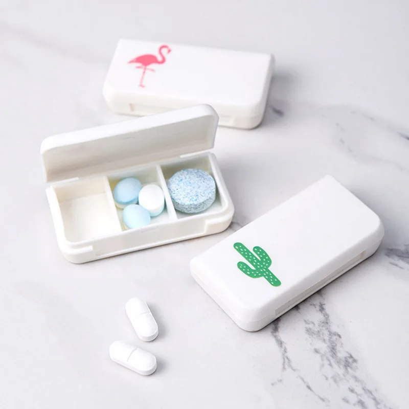 

1 Pc Simple Pattern Plastic Pill Box Portable Medical Kit Vitamin Medicine Boxes Three Grid Storage