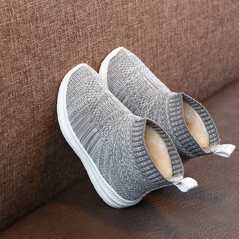 2018 Baby Girl Boy Snow Boots Children Winter Boots Warm Plush Kids Outdoor Boots High Quality Sports Knitted Socks Shoes