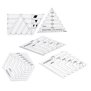 

5Pcs Acrylic Quilting Ruler Set Patchwork Template for Tailor DIY Sewing Tools Triangle Diamond Hexagon Trapezoid