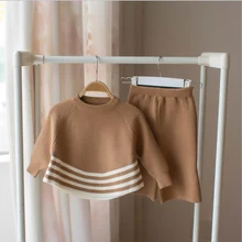 Весенне-осенний комплект одежды для маленьких девочек; детская хлопковая одежда из 2 предметов; комплект нижнего белья для девочек; Рождественский Костюм