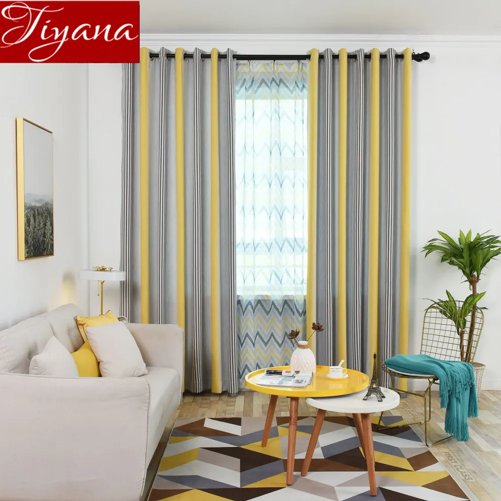 

Nordic Modern Curtan for Living Room Window Bedroom Mediterranean Curtain Blackout Striped Linen Custom Sheer Fabrics X442#30