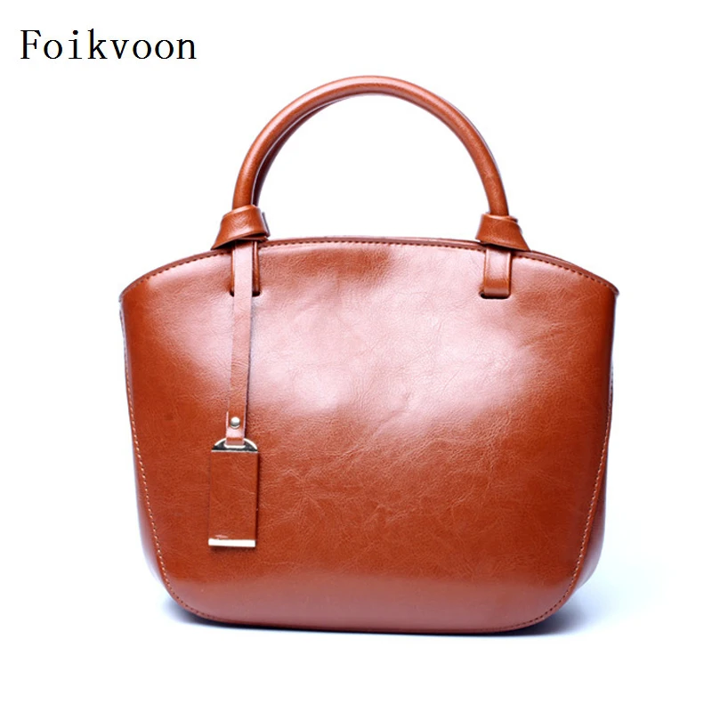 

Foikvoon Vintage women leather handbags Patent Leather Solid Color Shoulder Bag Women Handbag Elegant Female Fashion Bags