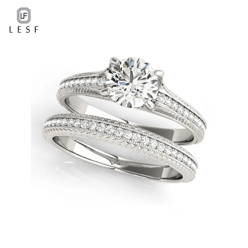 

LESF Wedding Set Rings For Women 925 Sterling Silver AAA Zircon Fine Jewelry Unique 2 pcs Banquet Accessories Free Shipping