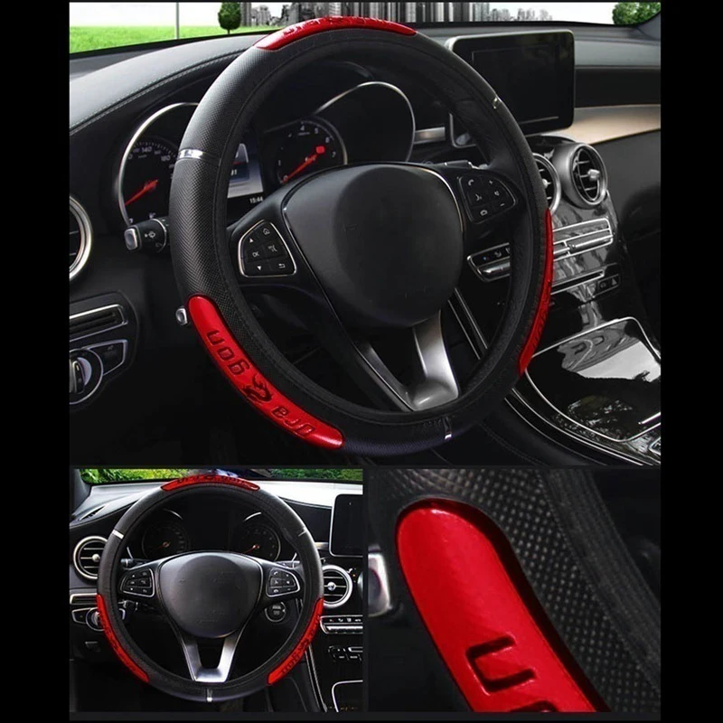 

Busines Style Steering Wheel Covers soft Leather braid on the steering-wheel of Car Reflective Pu Leather Interior accessories