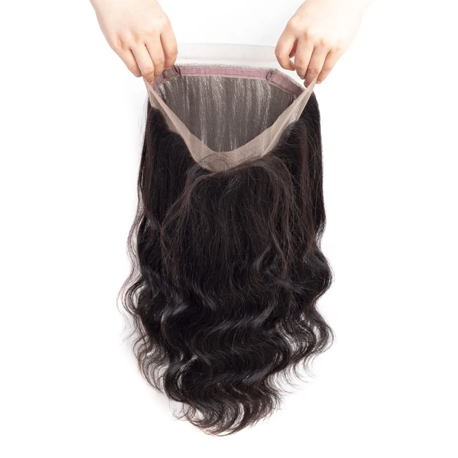 

360 Lace Frontal Brazilian Body Wave Human Hair Remy Natural Color 130% Density Full Lace Medium Color With Pre-plucked Hairline