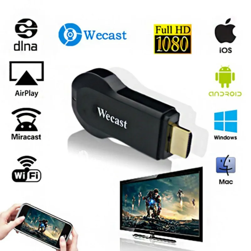 Wecast C2+ Miracast DLNA беспроводной WiFi Дисплей TV Dongle HDMI потоковый медиа-проигрыватель Поддержка отражая андроид Systerm