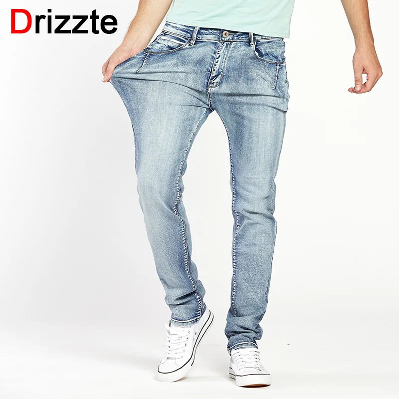 Drizzte Brand Mens Jeans Trendy Stretch Blue Grey Denim