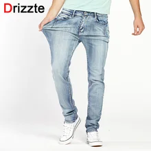 Drizzte Брендовые мужские джинсы модные стрейч Синий Серый Деним мужчин Slim Fit джинсы брюки Размер 30 32 34 35 36 38 40 42 Жан