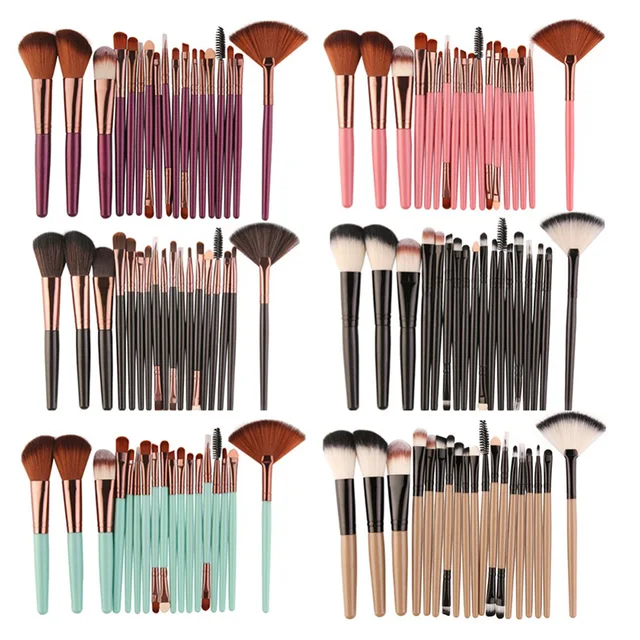 المهنية 18 قطع التجميل ماكياج فرش الأساس ظلال استحى مزج فرشاة مروحة عدة Pincel مسحوق ماكياج مجموعة 11.11