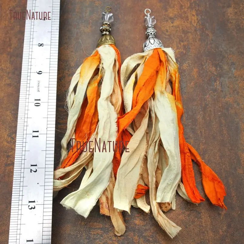 20180207-PM10536- Orange Shades Sari Silk Tassel Pendant_4