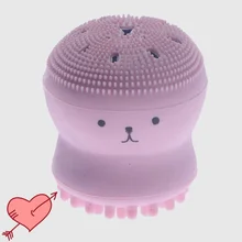 Силиконовая щетка для чистки лица в форме Милого Животного, маленького осьминога, Глубокая очистка пор, отшелушивающая щетка для мытья лица, уход за кожей