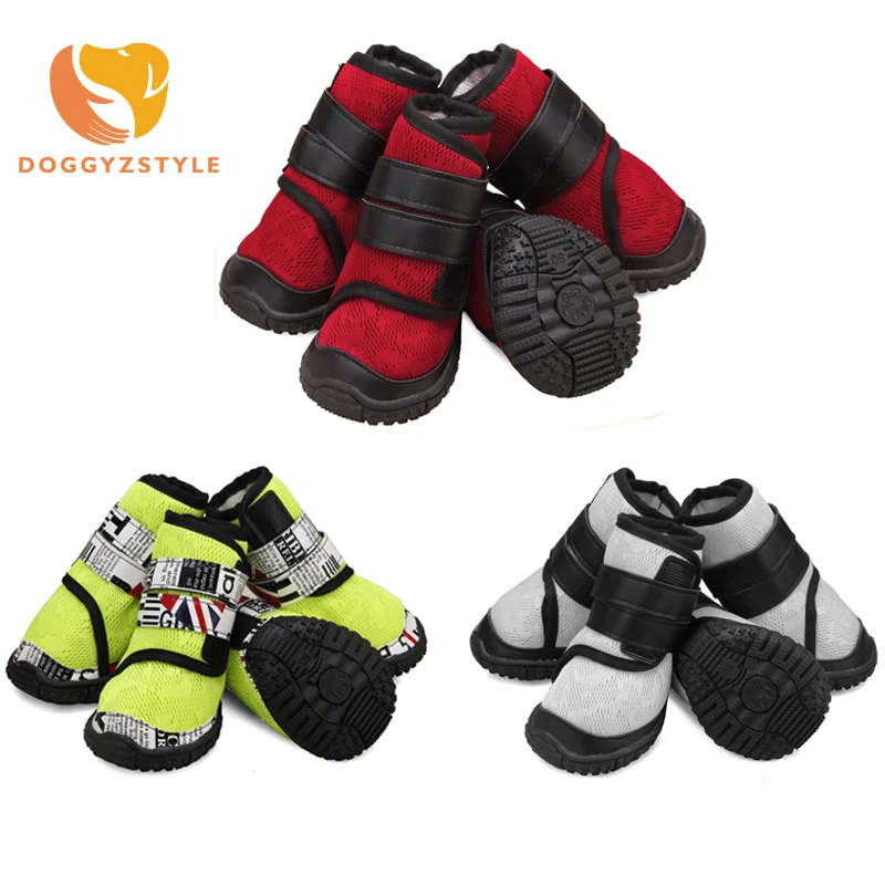 4Pcs/Set Fashion High Tube Dog Shoes Breathable Non slip Pet Boots