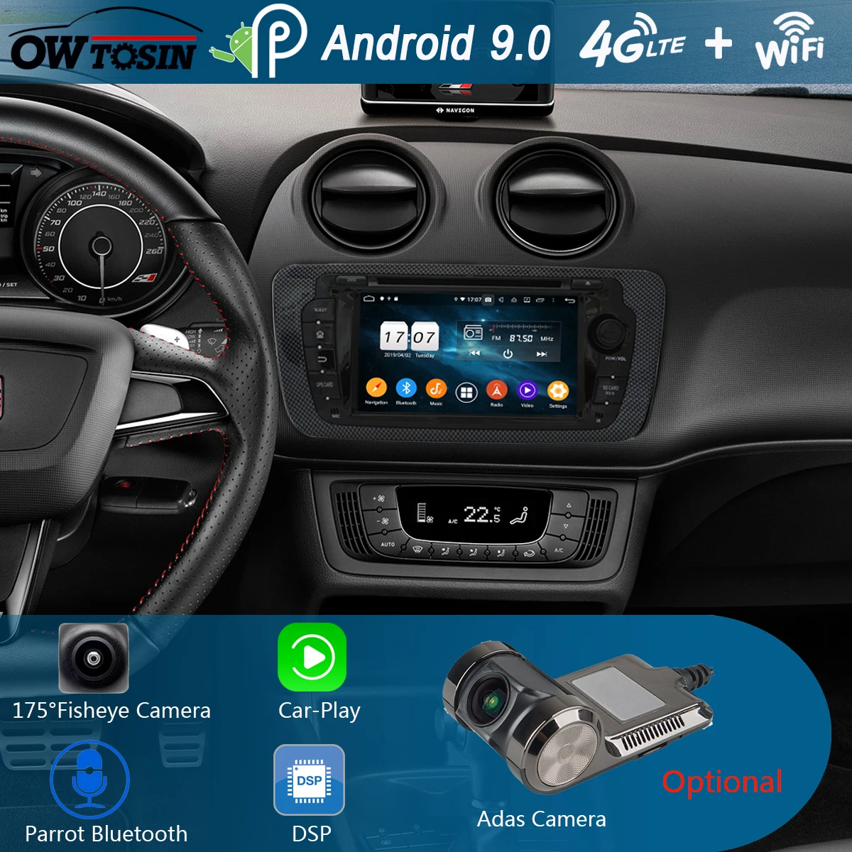 " ips 8 Core 4G+ 64G Android 9,0 автомобильный dvd-плеер для Seat Ibiza 2009 2010 2011 2012 2013 gps навигация радио DSP попугай BT