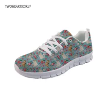 Twoheartsgirl со шнуровкой экзотические короткошерстая кошка Туфли без каблуков; удобные женские Туфли без каблуков сетчатая повседневная обувь дышащая Для женщин уличные кроссовки
