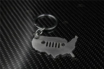 

Stainless Steel Keyring Fit for Jeep Wrangler Main USA Map key ring chain bag pendant