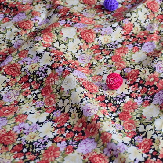 

145CM Width Vintage Small Purple Floral printed 100% Cotton Poplin fabric for patchwork fabric