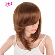 Deyngs короткие коричневые Искусственные парики для черный Для женщин Синтетические волосы с Синтетические чёлки волос прямо Боб Косплэй парик вырезать эльфа красные, черные Мода Прическа