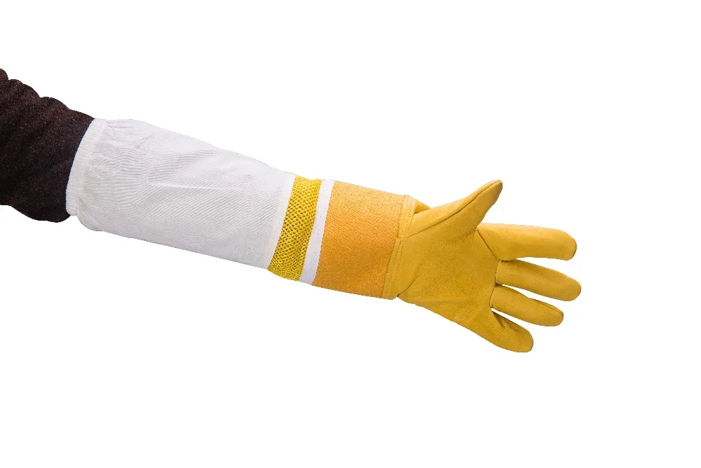 

1 pair yellow beekeeping protective gloves sheepskin sleeves Anti bee for beekeepers soft professional for