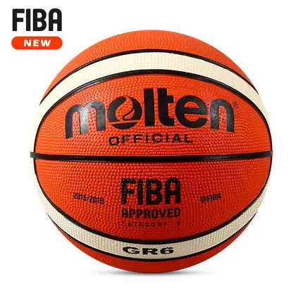 Расплавленный Баскетбольный мяч GR7 высокого качества из натуральной расплавленной Резины официальный размер 7 Размер 6 бесплатно с сетчатой сумкой+ иглой - Цвет: size 6 GR6 OI