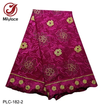 

Milylace fashionable african swiss cotton lace fabric with rhinestones nigerian embroidry swiss voile lace fabric PLC-182