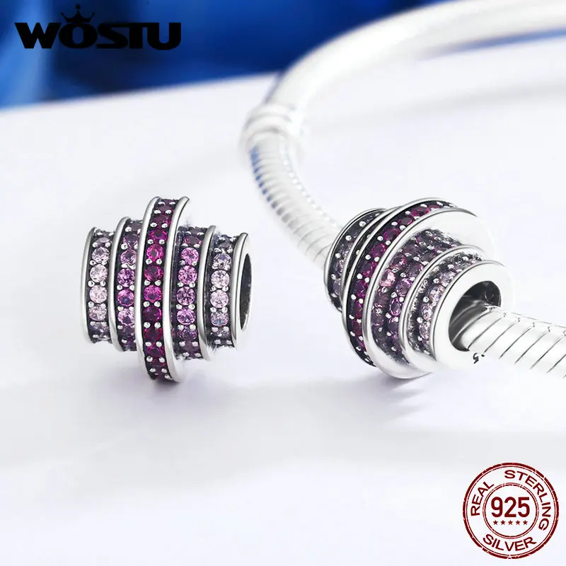 WOSTU высокое качество 925 пробы серебро Красная Мелодия Бусины Подходят WST браслет ожерелье ювелирные изделия подарок DXC289