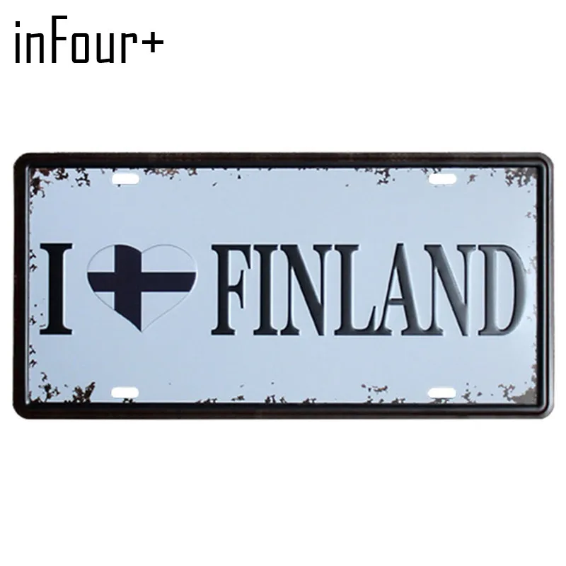 [InFour +] I Love FINLAND пластина металлическая для автомобиля с номером жестяная вывеска