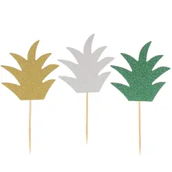 6 шт., топперы для тортов с ананасовыми листьями, кактус, пики для капкейков, рождественские декорации в стиле Гавайской вечеринки