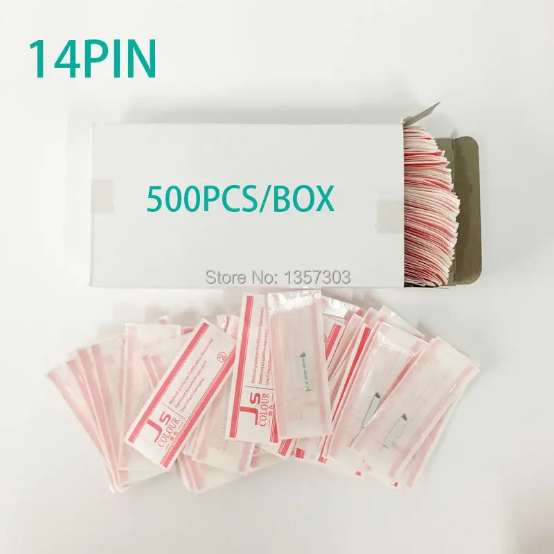500PCS Permanent Makeup Manual Eyebrow Tattoo Needles Blade 14 Pin Needles For font b 3D b