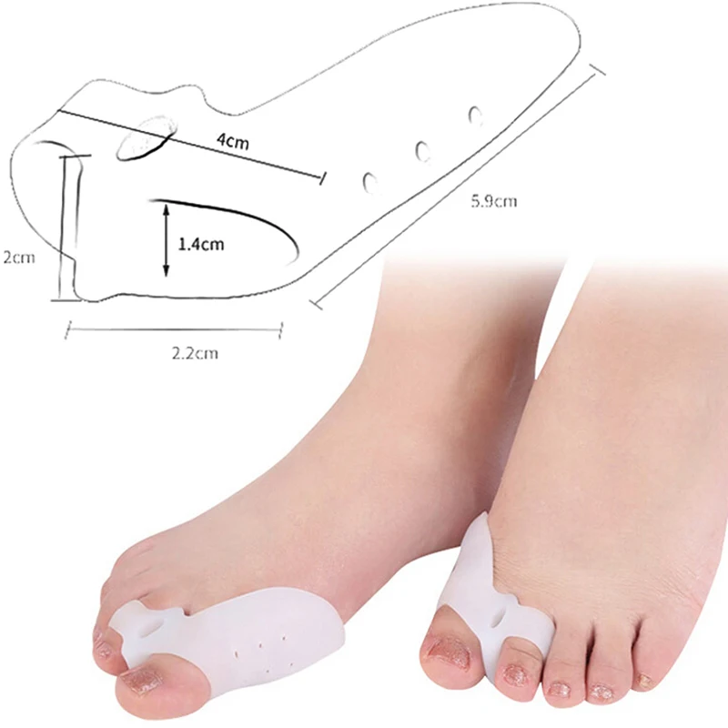 2Pcs Foot Care Silicone Bunion Toes Corrector Orthotics Hallux Valgus Straightener Separator Ease Pain Tool