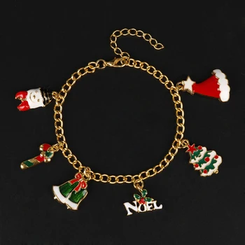 

dongsheng Wholesale 12pcs/lot Christmas Gift Bracelet Santa Claus Double Bells Christmas Tree Bracelets-25