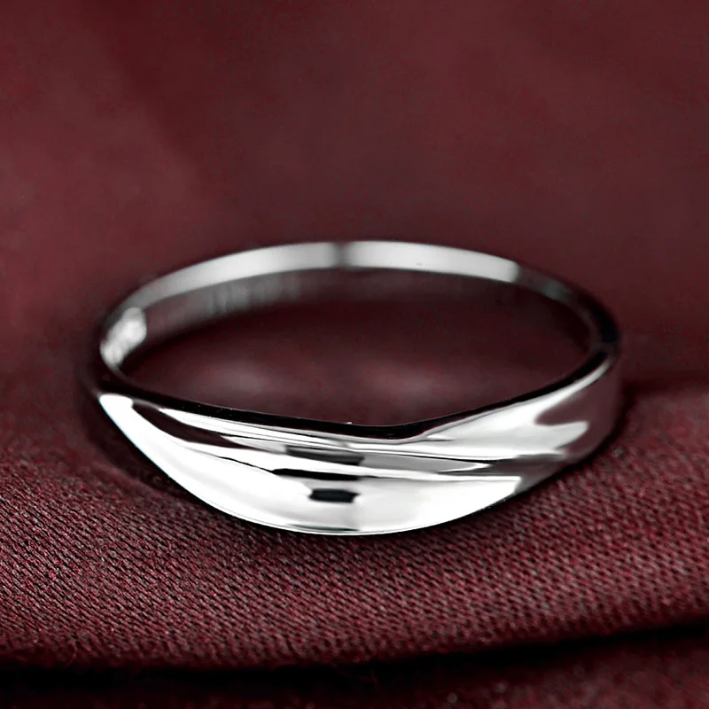 DOYUBO, новинка, 925 пробы для влюбленных, серебряные кольца для мужчин и женщин, простой дизайн,, одноцветные серебряные кольца для пар, хорошее ювелирное изделие, VB045