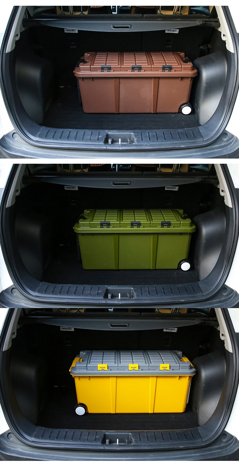 Top Autofans 75L Plastic Auto Trunk Storage Box Independent Cabinet Boot Organizer Wheel Car Trunk Container Boot Trolley Box S11 39