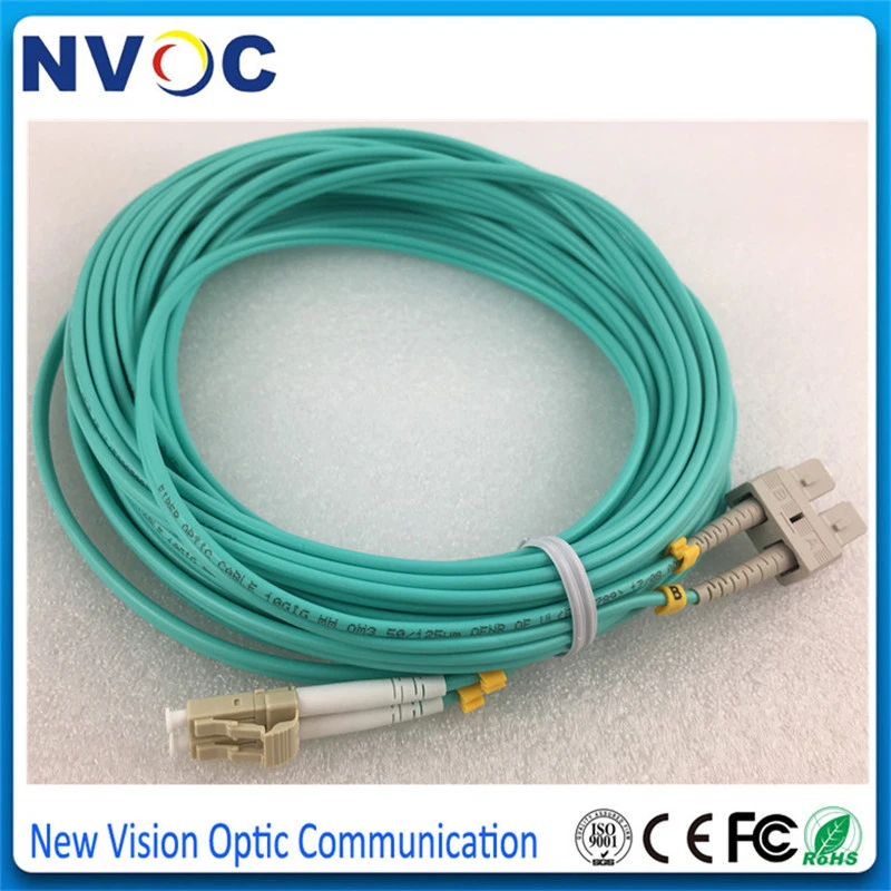 10pcs Lot 10m 33 Feet Lc Sc Om3 Multimode Duplex 10g 50 125 3mm Dual Lc Upc Sc Upc Polish Pvc Fiber Optical Jumper Patch Cord Communications Parts Aliexpress