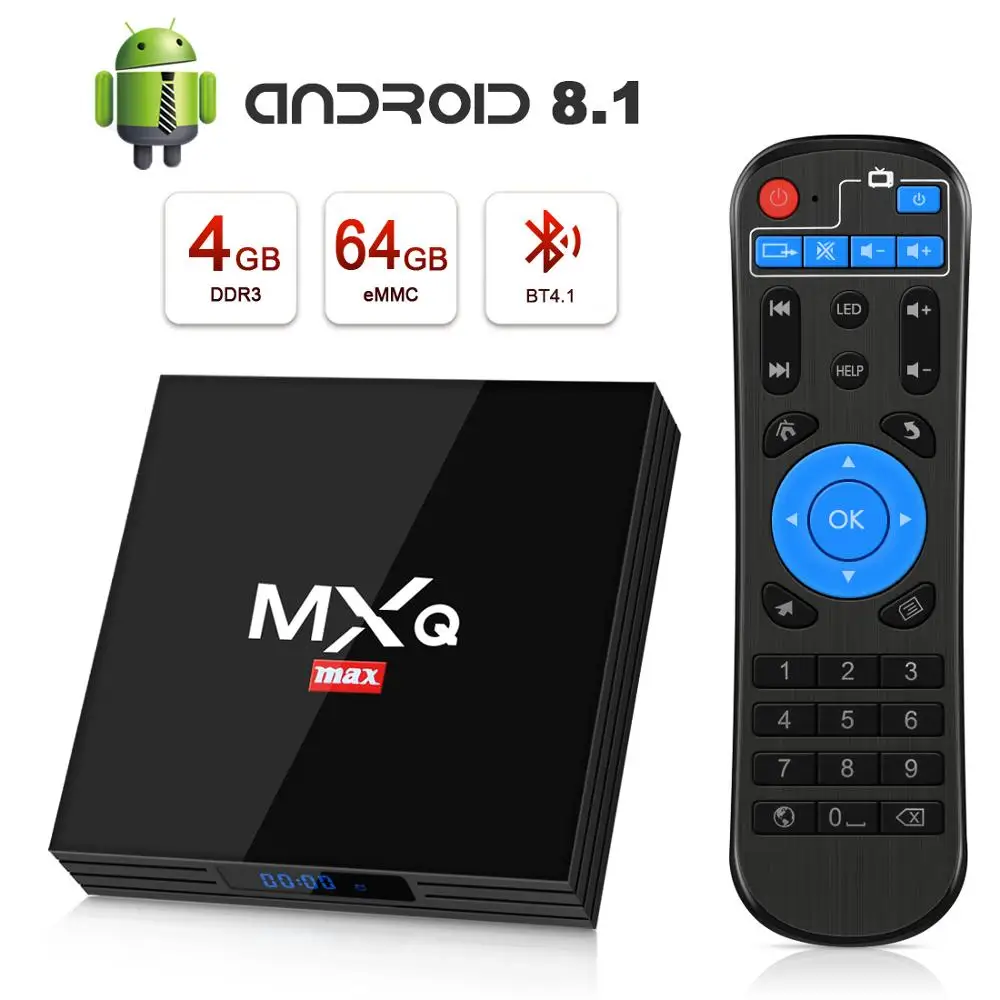 

Leelbox MXQ MAX Android 8.1 Smart TV BOX 4GB 64GB Rockchip RK3328 Quad Core Set top box H.265 4K WiFi Media player HDMI 2.0 4K