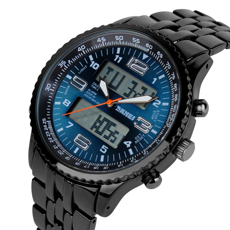 

SKMEI 1032 Men Digital Dual Time Display Quartz Watch LED Luminous Zinc Alloy Waterproof Sport Wristwatches relogio masculino