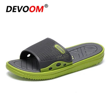 

New Fashion Slippers Men 2018 Summer Slipper For Man Soft Non Slip Beach Shoes Home Bathroom Slippers Green Gray Pantoufle Homme
