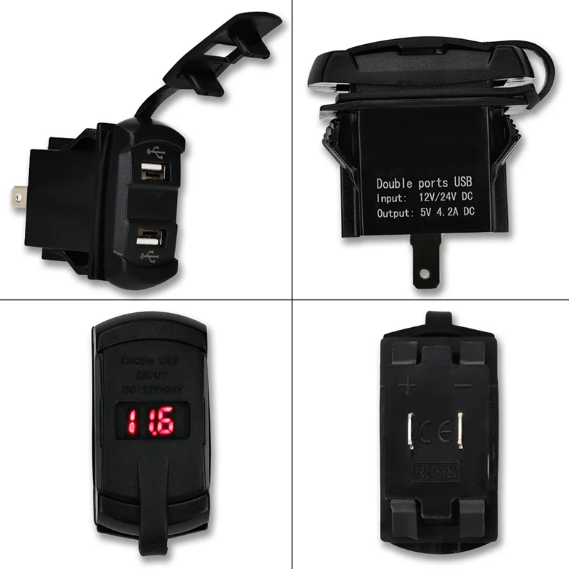 Автомобильное зарядное устройство с двумя USB портами 12 24 В|Кабели адаптеры и