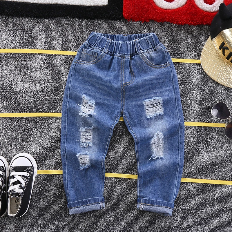 2018 Boys Jeans Children Broken Hole Pants Trousers Spring Brand Baby Girls 2-6Y Kids Clothes Girl |