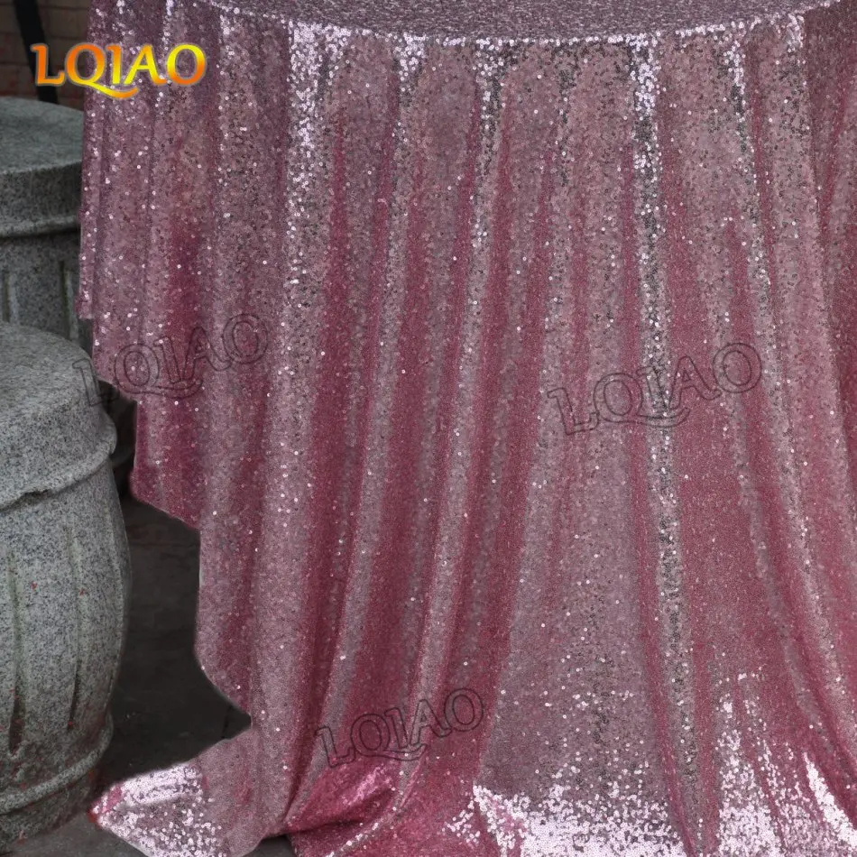 pink gold round sequin tablecloth-007