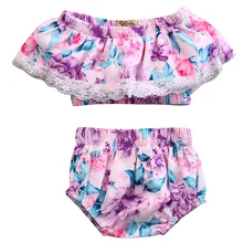 Cute Baby Girl Clothes Infant Bebe Girls Lace Floral Tops Bottoms Briefs 2pcs Outfits Set Clothes