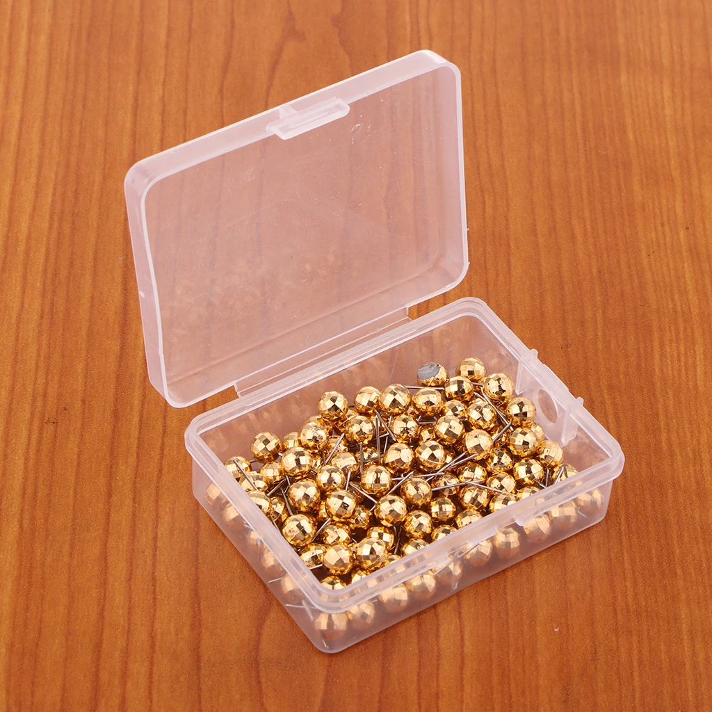 100/200 Push Pin Drawing Pins Metallic Ball Head Cork Board Map Office Thumb Unique Decorative Impact On DIY Projects