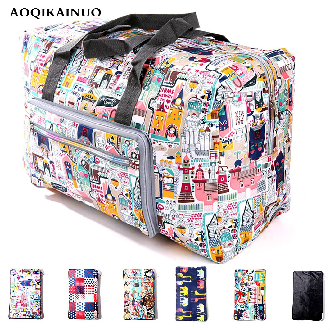 2018 New Folding Travel Bag Large Capacity Waterproof Printing Bags Portable Women&#39;s Tote Bag ...