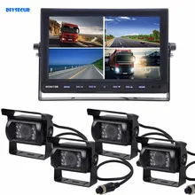 DIYSECUR 1080 x 600 4-PIN 10Inch Split QUAD Monitor + 4 x CCD IR Night Vision Rear View Camera Waterproof Monitoring System