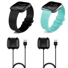 Для fitbit Versa ремни и зарядные устройства, 4 шт./лот 2 шт. аксессуар групп и 2 шт. зарядный кабель для fitbit наоборот, подходит 5."-8.1"