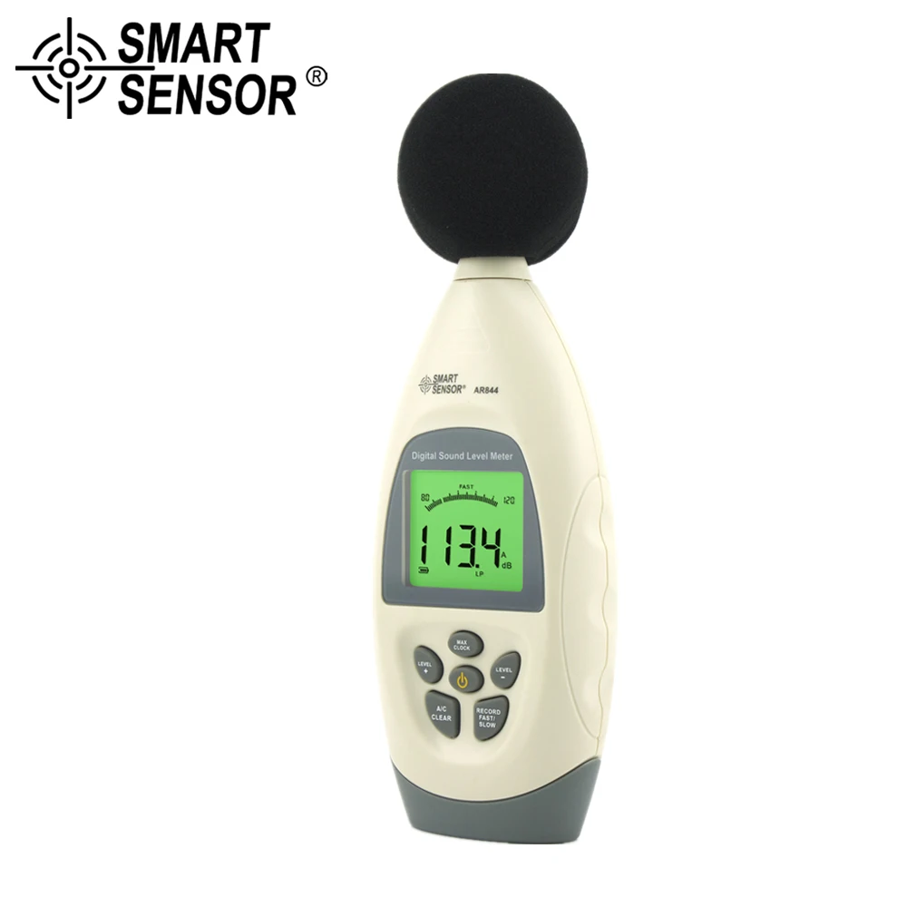 

SMART SENSOR Digital Sound Level Meter Noise Level Meter 30~130dB 31.5HZ~8.5KHZ Decibel DB Tester with Software & USB Cable