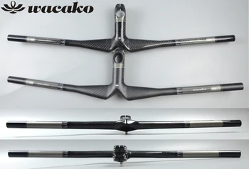 

wacako black grey MTB handlebar full carbon mountain bike bicycle MTB flat handlebar with stem 28.6mm handlebar gloss matte