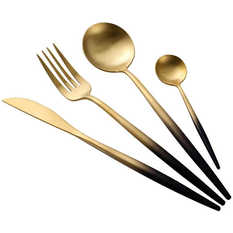 

6set/lot 4pcs 304 Stainless Steel Flatware Cutlery Set Gold Dinnerware Tableware Fork Knife Coffee Spoon